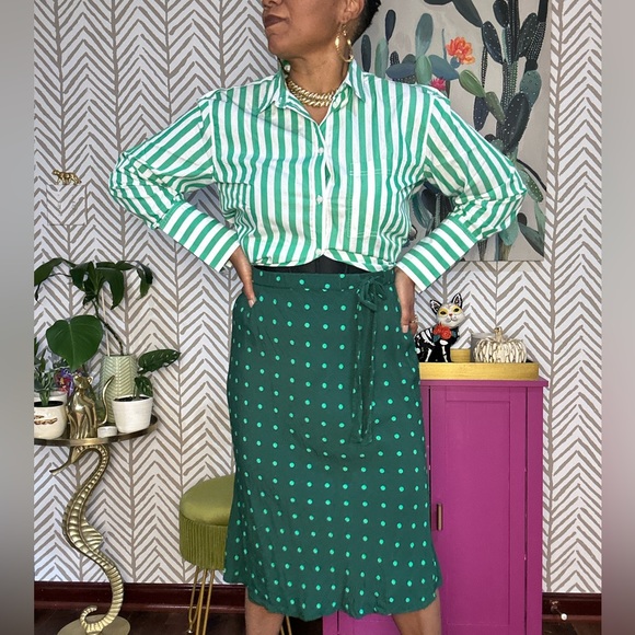 GAP green polka dot midi skirt size L - XL - Picture 3 of 5